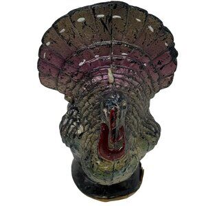 Vintage Gurley Turkey Candle Multicolor Thanksgiving Table Decor Small Shimmer